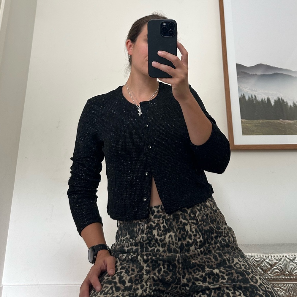Ronni Nicole Black Glitter Cardigan